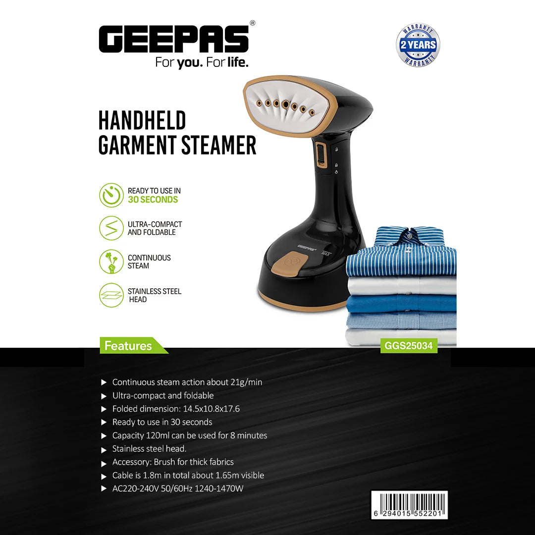 Geepas Handheld Garment Steamer GGS25034