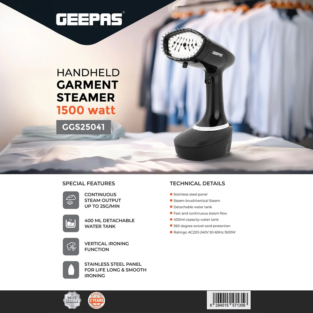 Geepas Handheld Garment Steamer GGS25041