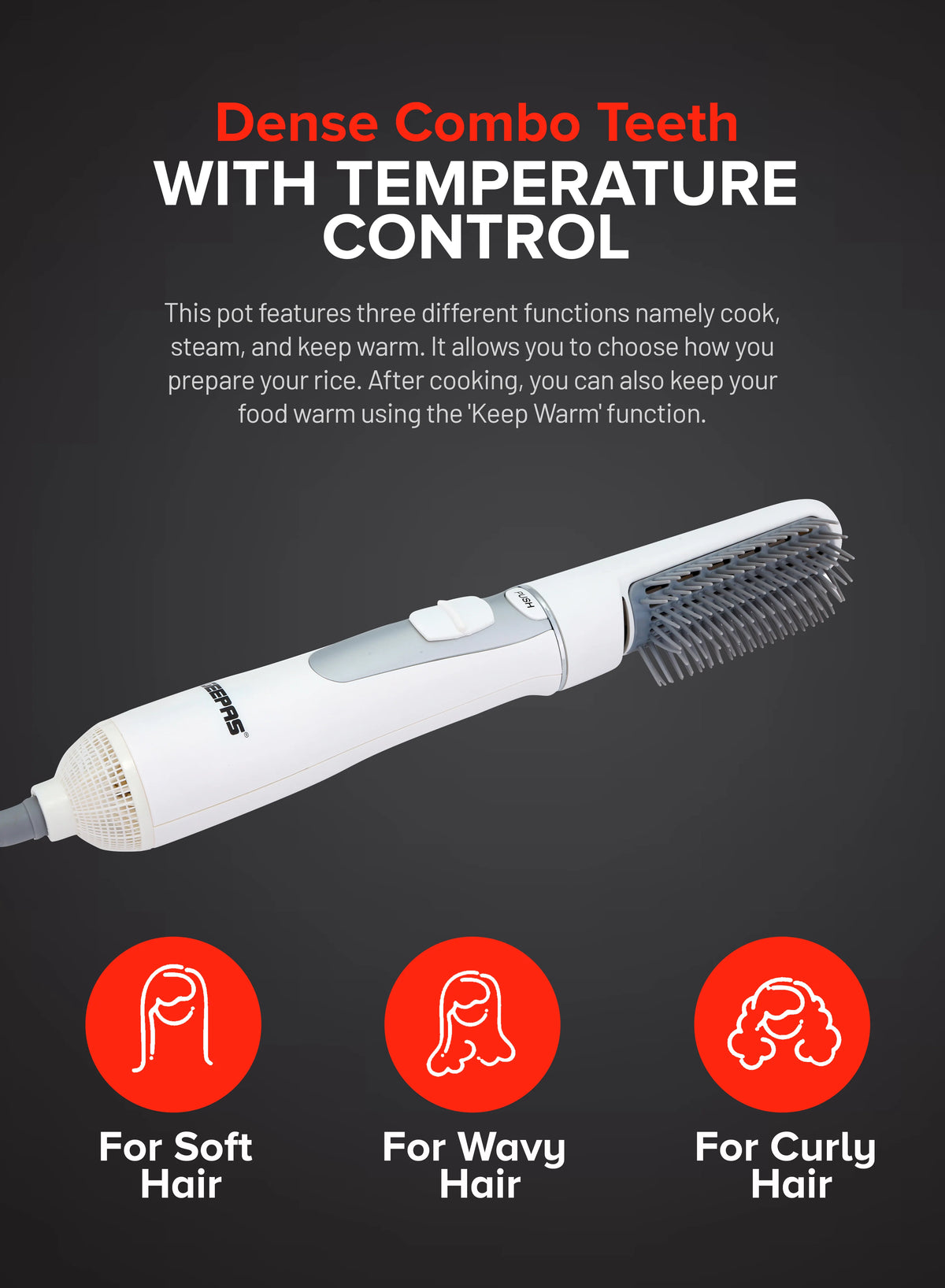 Geepas 2-in-1 Hair Styler GH652N1