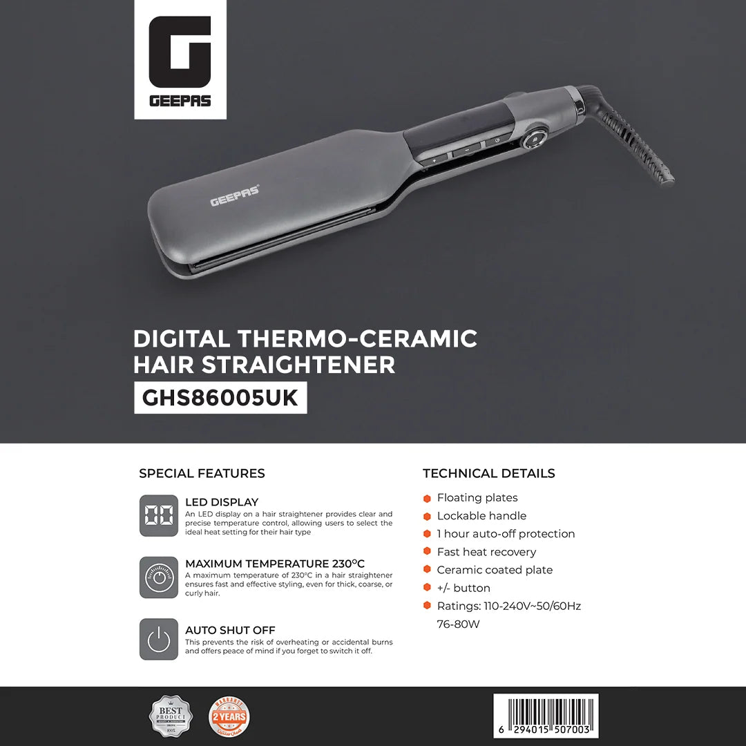 Geepas Digital Thermo-Ceramic Hair Straightener GHS86005