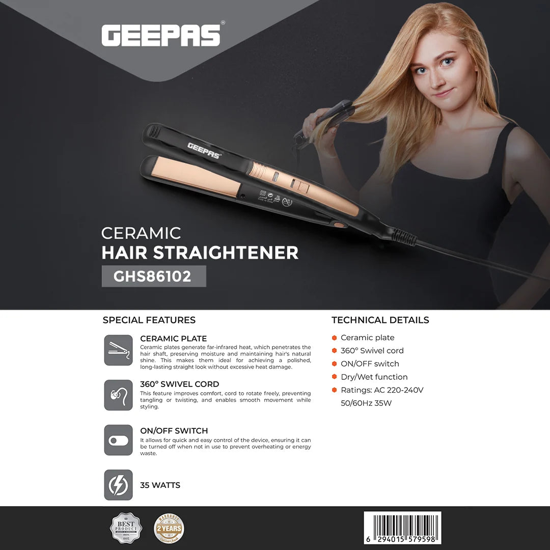 Geepas Ceramic Hair Straightener GHS86102