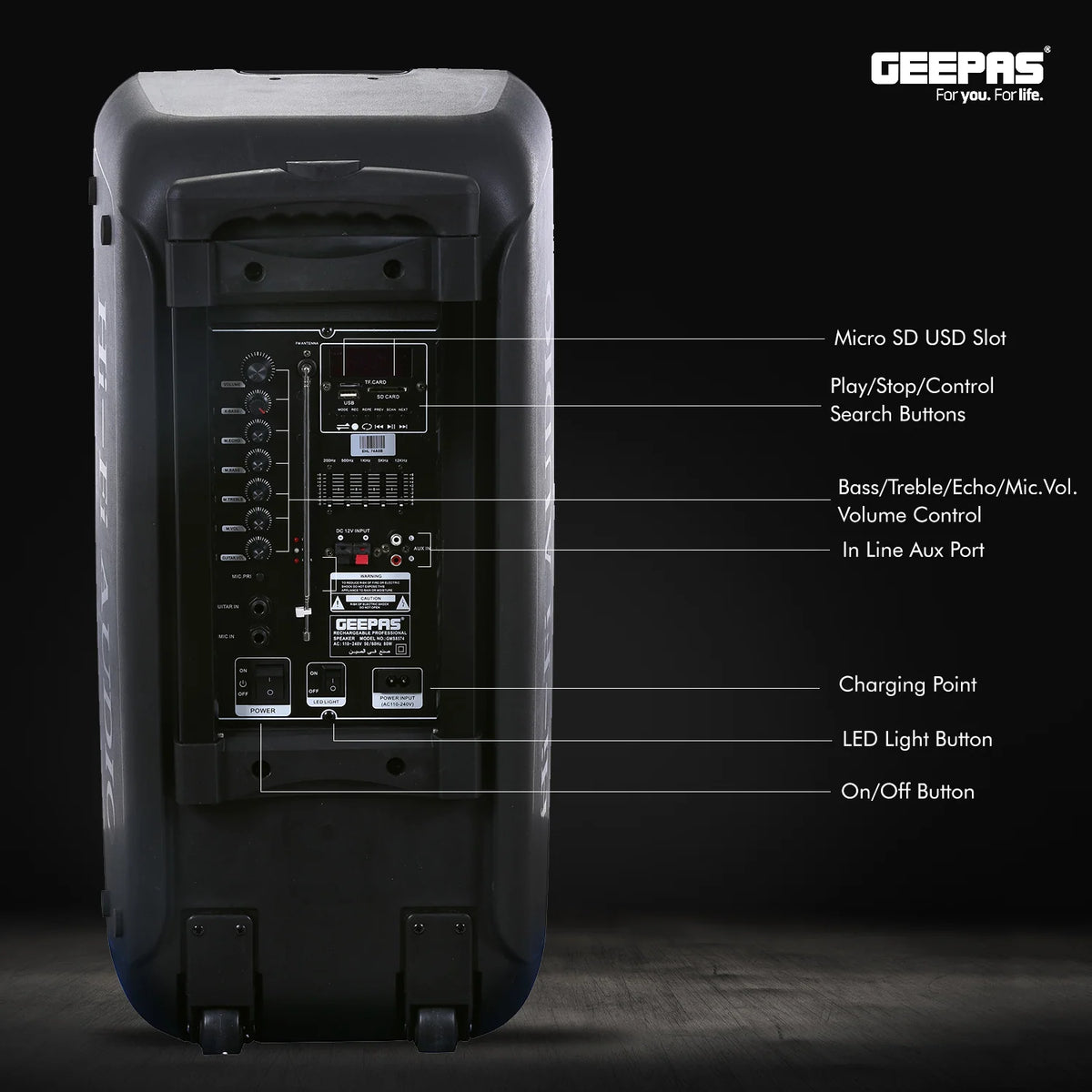 Geepas Portable & Rechargeable Professional Speaker GMS8574
