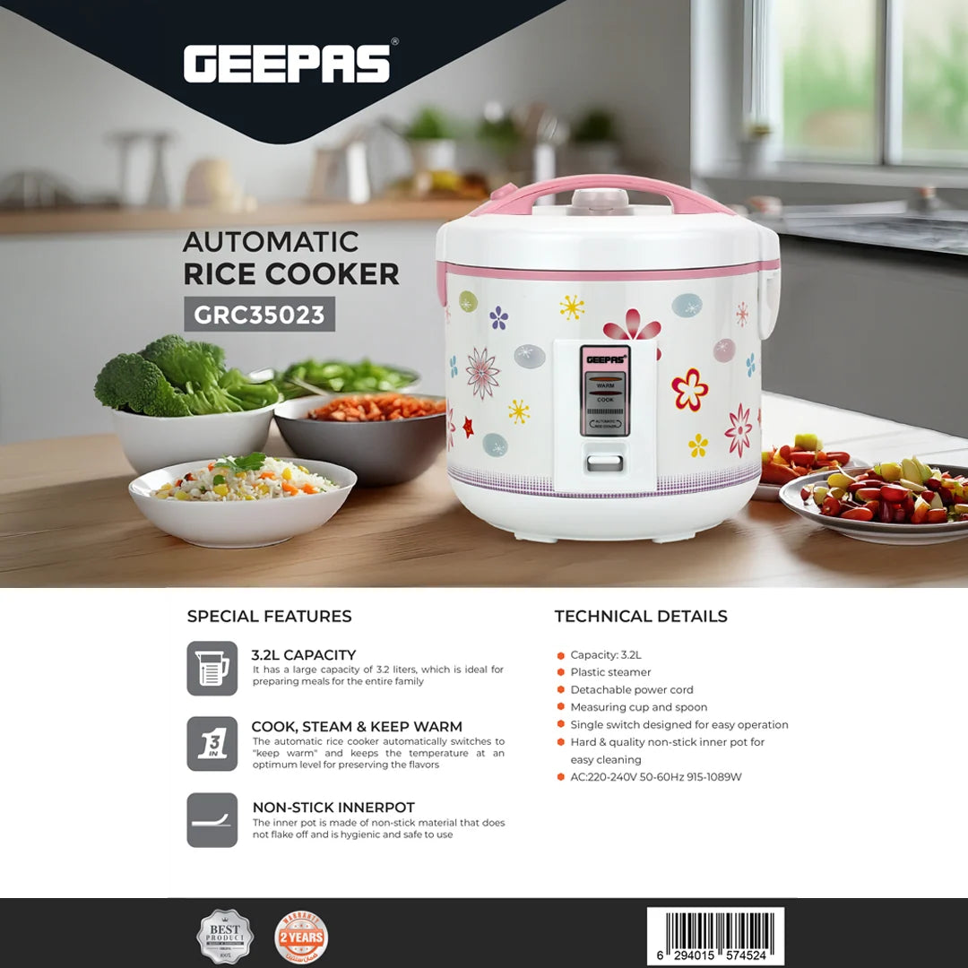 Geepas Automatic Rice Cooker GRC35023 3.2L