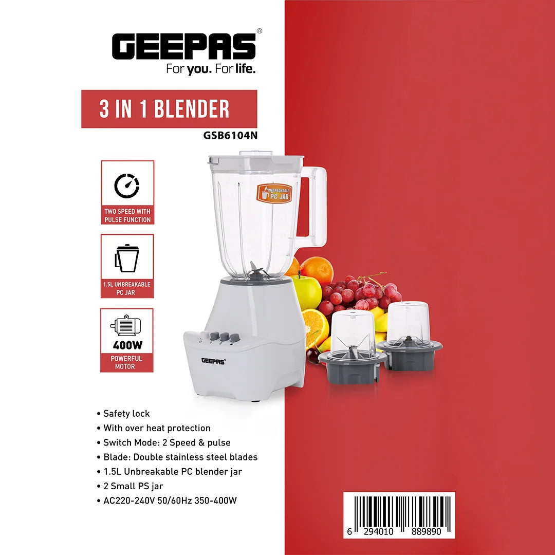 Geepas 3-in-1 Blender- GSB6104N