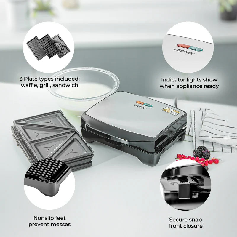 Geepas 3-in-1 Sandwich Maker GSM5425