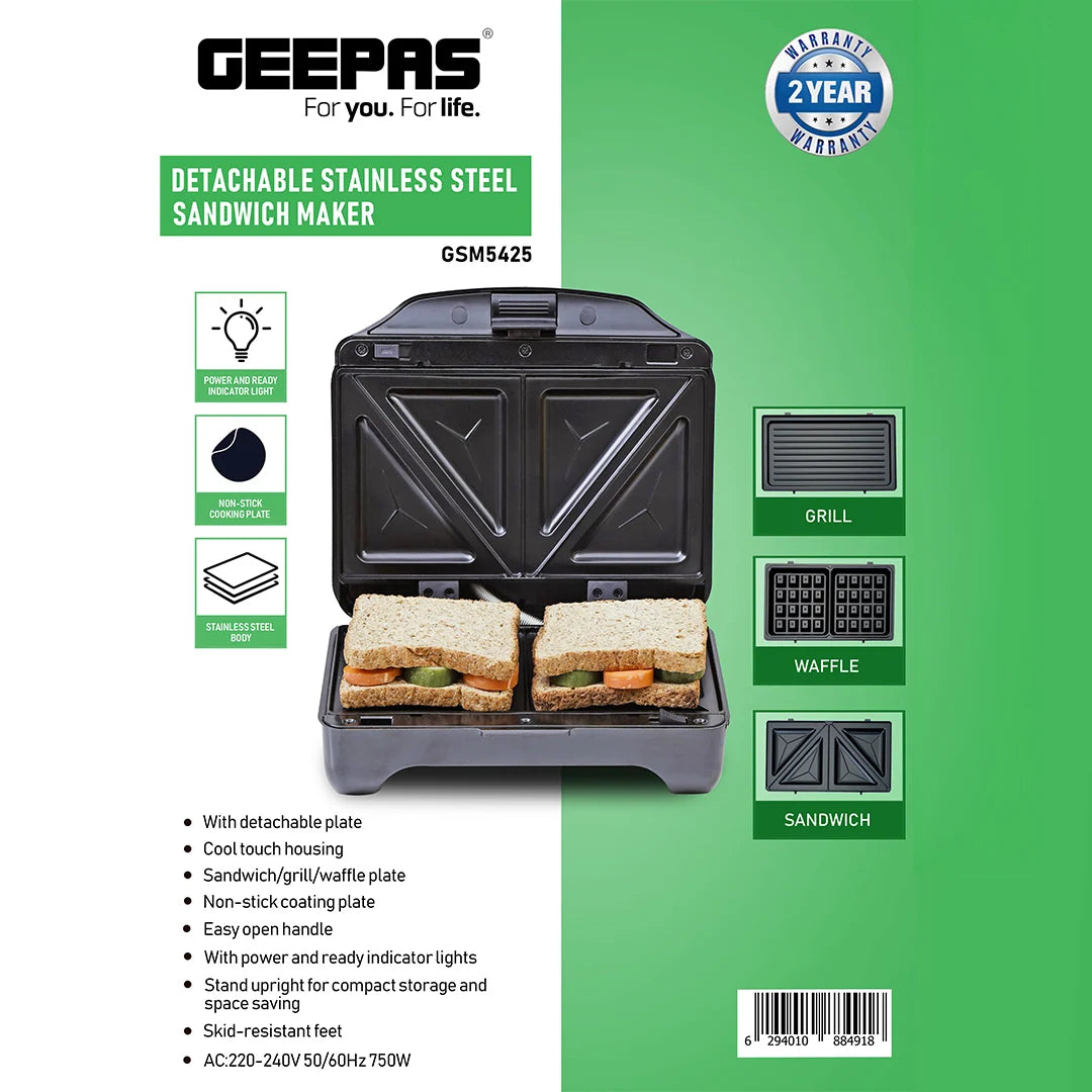 Geepas 3-in-1 Sandwich Maker GSM5425