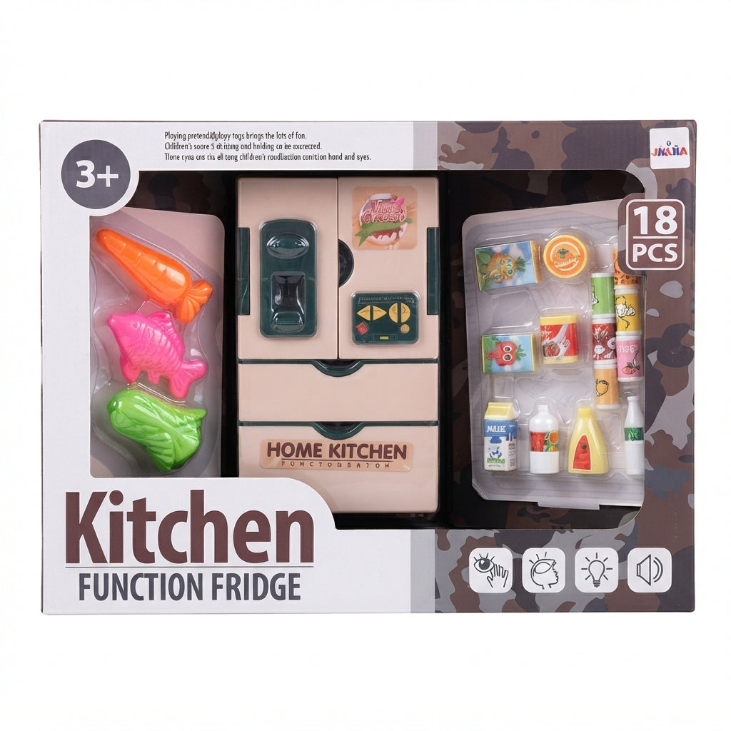 Jawda Kitchen Fridge Play Set with Food Accessories – 18 Pieces, Ages 3+