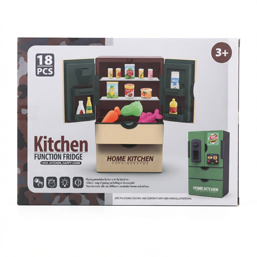 Jawda Kitchen Fridge Play Set with Food Accessories – 18 Pieces, Ages 3+