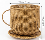 Wire Decorative Cup & Saucer Set | 17×17 cm | Artisan Home Accent Woven Color