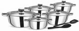 Royalford RF9352 12-Piece Stainless Steel Cookware Set with Lids and Kitchen Tools