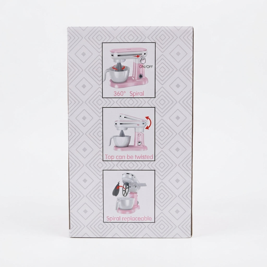 Happy Gourmet Toy Stand Mixer with Sound & Light – Pink & White, 10 Inch, Ages 3+
