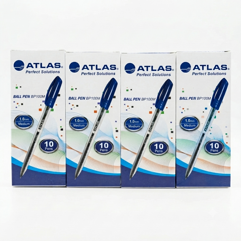Atlas Ball Pen BP100M – 1.0mm Medium Point - Pack of 40 Pens (4 Boxes × 10)
