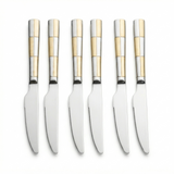 Stainless Steel Knife Set of 6 – 23cm Silver & Gold Accent