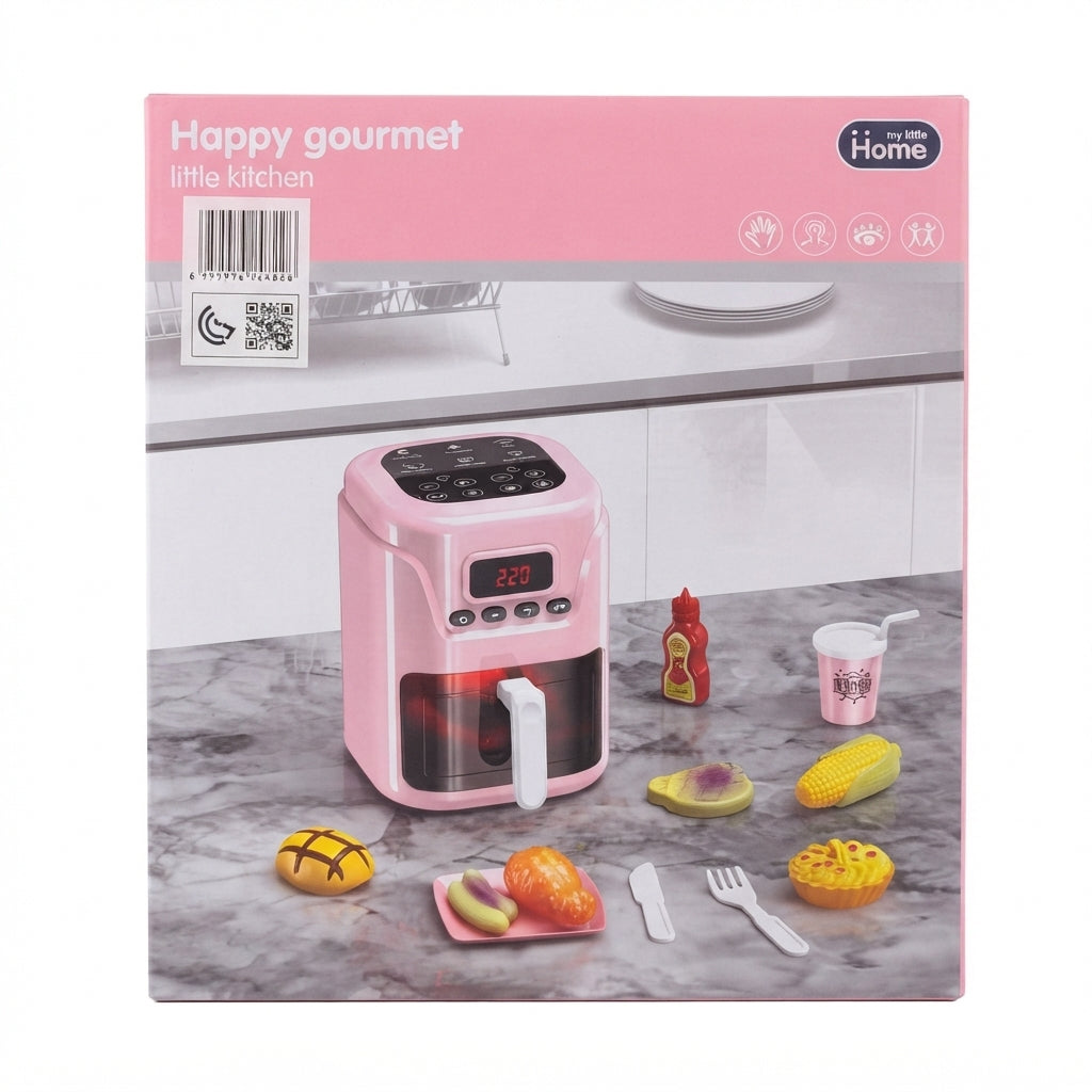 Happy Gourmet Toy Air Fryer – Pink, 10 Inch, Ages 3+