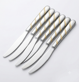 Stainless Steel Knife Set of 6 – 22cm Silver & Gold Accent
