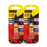 UHU Super Glue لاصق فائق السرعة - مجموعة من 4 قطع (3 جم لكل قطعة)