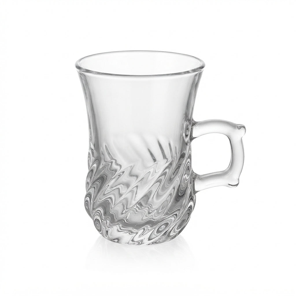 HNT Clear Glass Cups with Handles 112 ml – Set of 6
