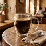 Blackstone Double-Wall Glass Tumbler Cups with Handles, 350 ml, Set of 2