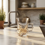 HNT Clear Glass Cups with Handles 112 ml – Set of 6