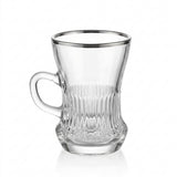 Casco 18-Piece Glass Tea & Cawa Cup Set with Silver Accent – 6 Tea Glasses, 6 Saucers & 6 Cawa Cups