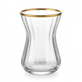 Casco 12-Piece Glass Tea Cup & Saucer Set with Gold Accent – 6 Glasses & 6 Saucers