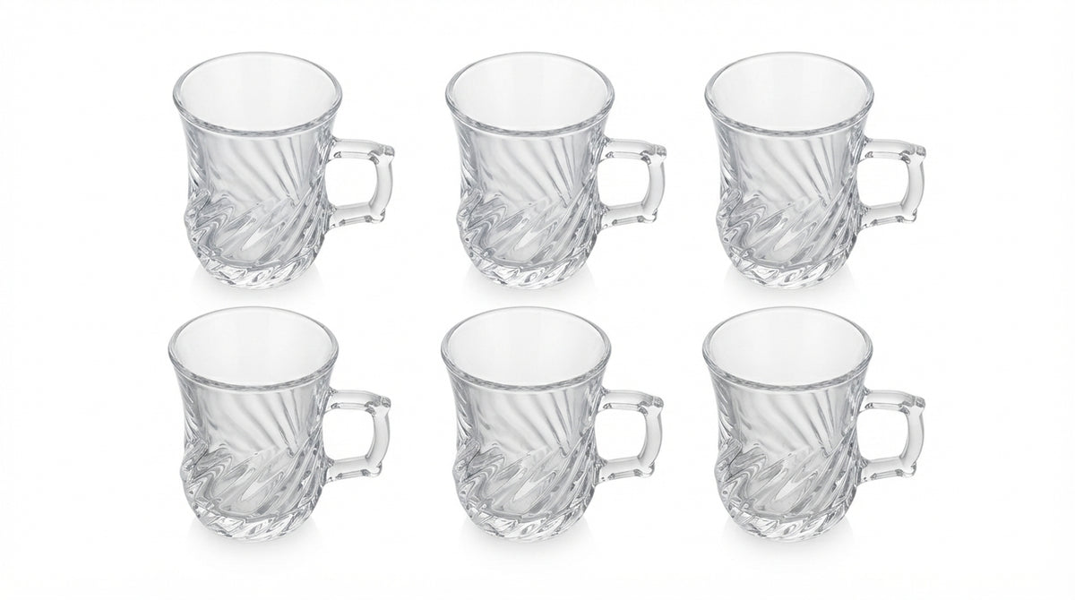 HNT Clear Glass Cups with Handles 112 ml – Set of 6