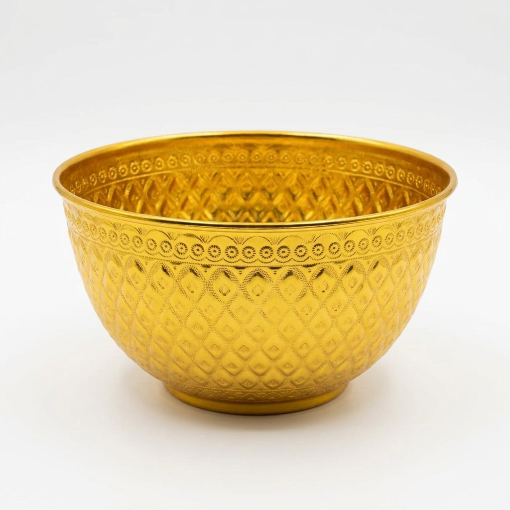 Diamonds Aluminium Mixing Bowl 18 cm – Gold Embossed Design