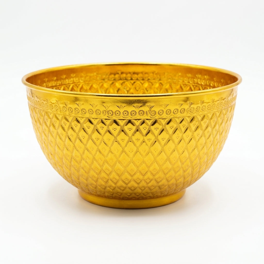 Diamonds Aluminium Mixing Bowl 24cm – Gold Embossed Design