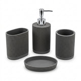 Iisdoo 4-Piece Resin Bathroom Accessories Set, Dark Grey