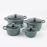 Julia Casserole Set 8Pcs - Green Teal - Durable Die-Cast Aluminum - Non-Stick