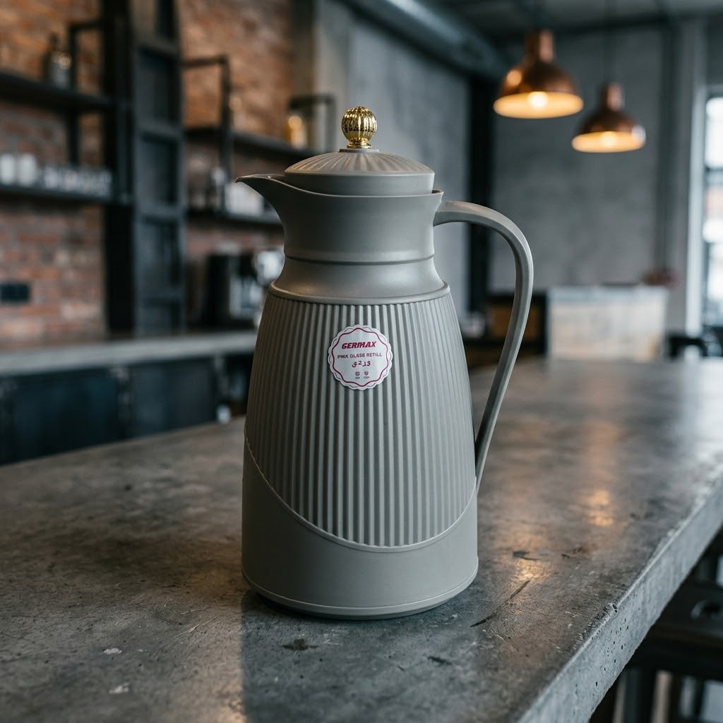 Germax  Vacuum Flask 1 Litre – Dark Gray with Arabic Calligraphy