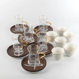 Otantik Sidrah - Tea Set (18-Pc) - Walnut Gold