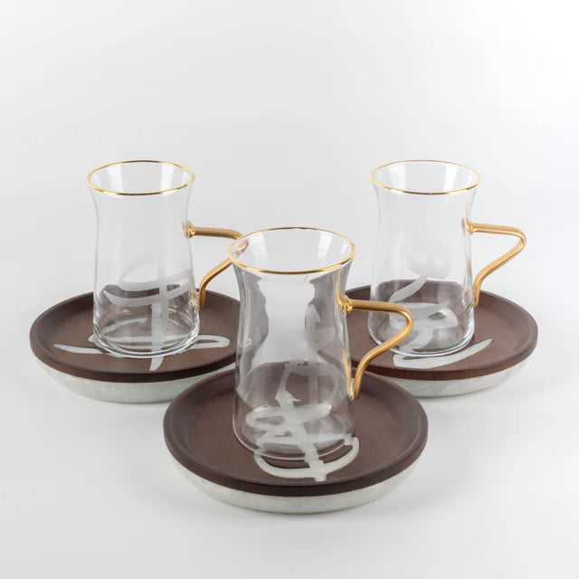Otantik Sidrah - Tea Set (18-Pc) - Walnut Gold