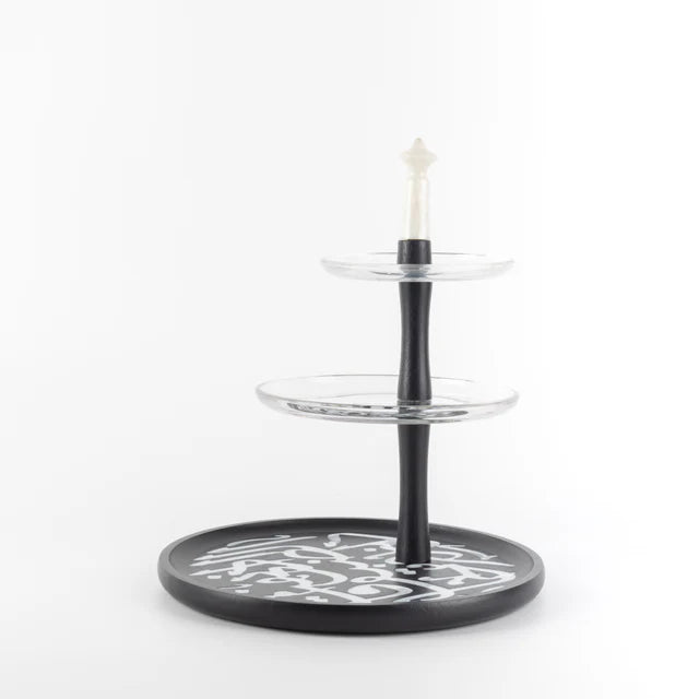 Otantik Sidrah - 3 Tier Cake Stand - Midnight Silver 32cm