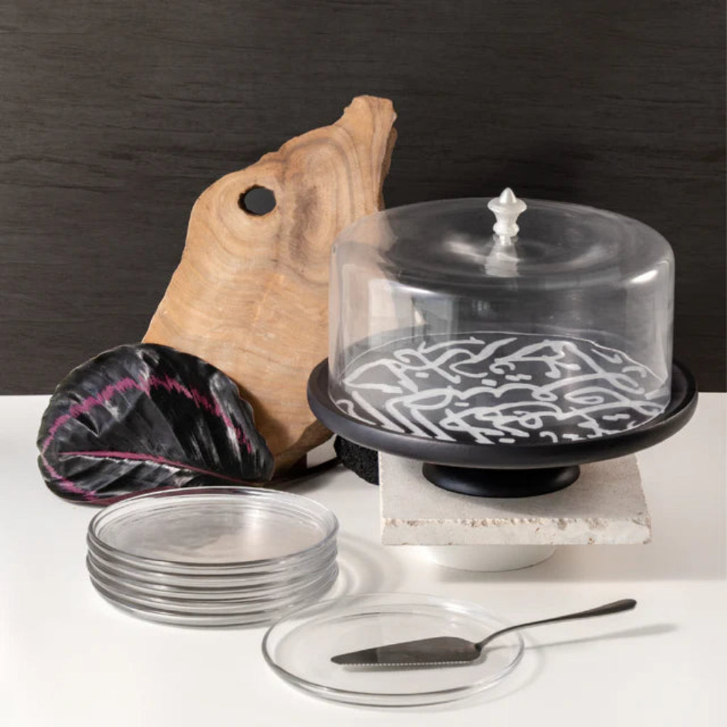 Otantik Sidrah - Cake Serving Set (9-Pc) - Midnight Silver 30*20cm