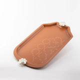Otantik Octara - Stainless Steel Serving Tray - Orange & Silver 19"12"