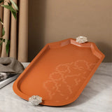 Otantik Octara - Stainless Steel Serving Tray - Orange & Silver 19"12"