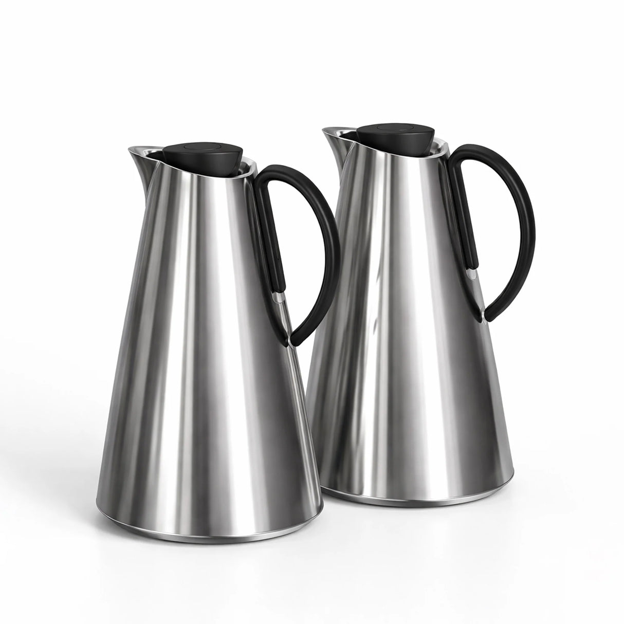 HS-2502 Vacuum Flask 2-Piece Set (1.0 L + 1.0 L) – Matt Silver with Black Handle
