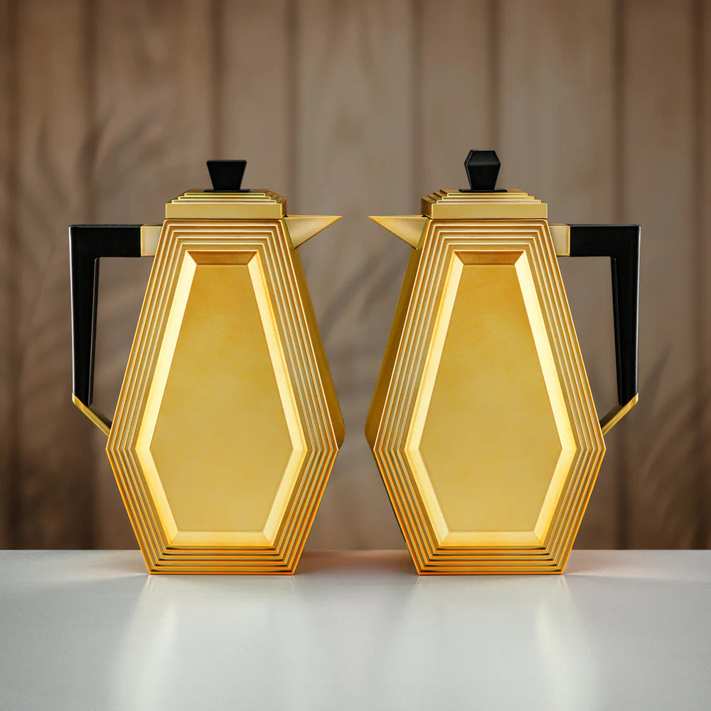Almarjan Vacuum Flask Set 0.7L + 0.7L Matt Gold & Matt Black
