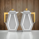 Almarjan Vacuum Flask Set 0.7L + 0.7L Matt Silver & Matt Gold