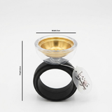 Black Chalk & Glass Incense Burner With Ring Base –  12×7 cm