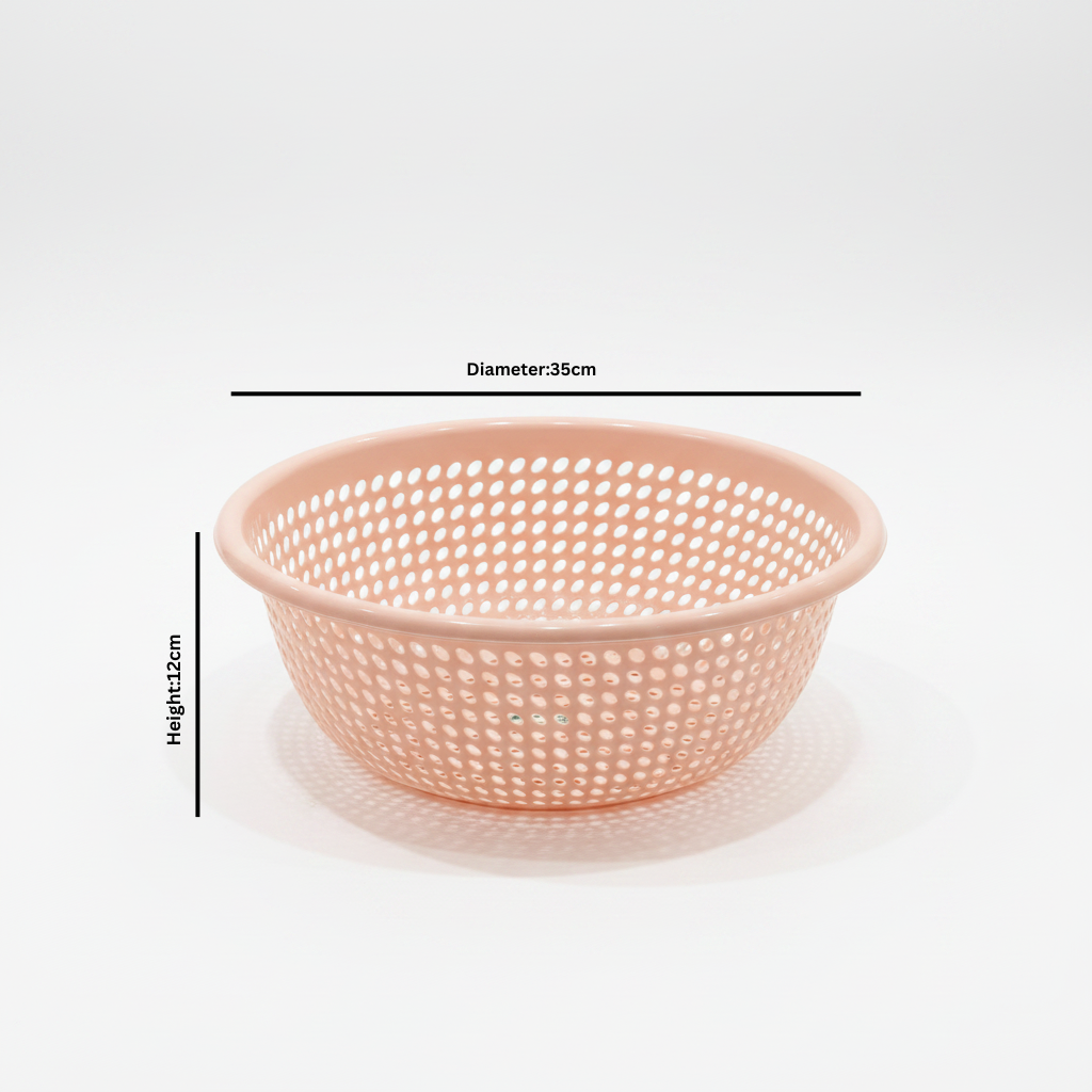 Round Plastic Strainer / Colander — 35×12 cm - Pink / Light Green