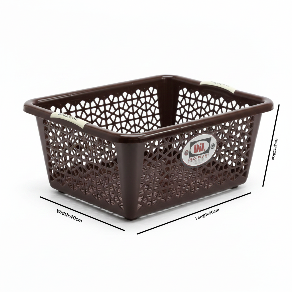 Decoplast Tulip Plastic Storage Basket – 52 × 42 × 22 cm