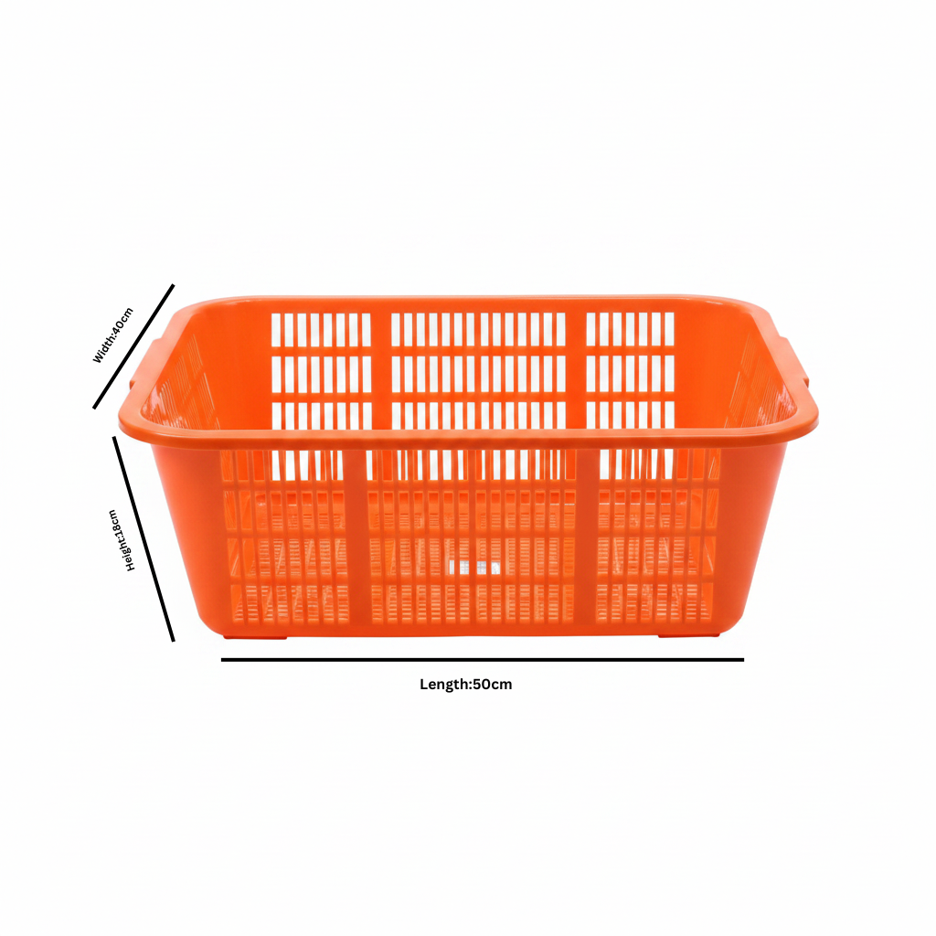 Dynasty Plastic Kitchen Storage Tray – 50 × 40 × 18 cm - Orange / Pink / Blue / Green