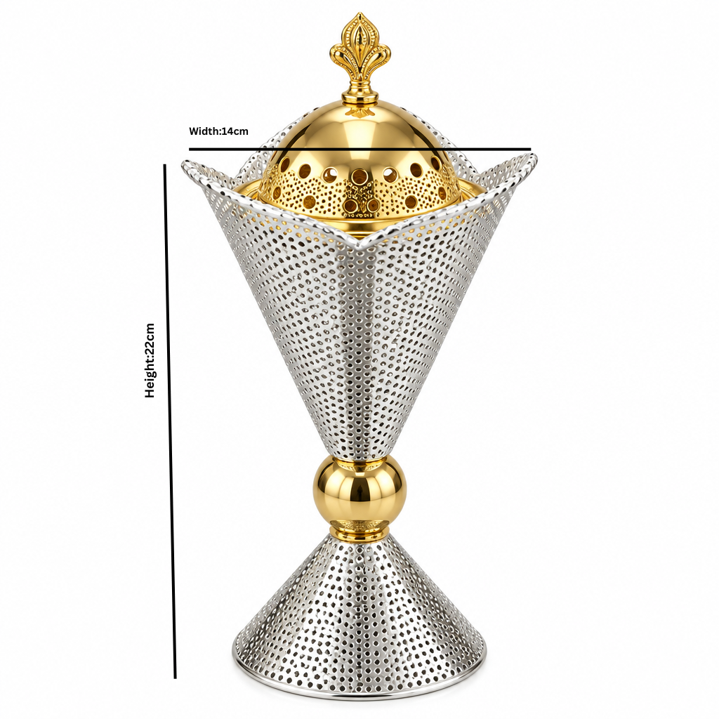 Metal Incense Burner with Decorative Lid – 22×14cm