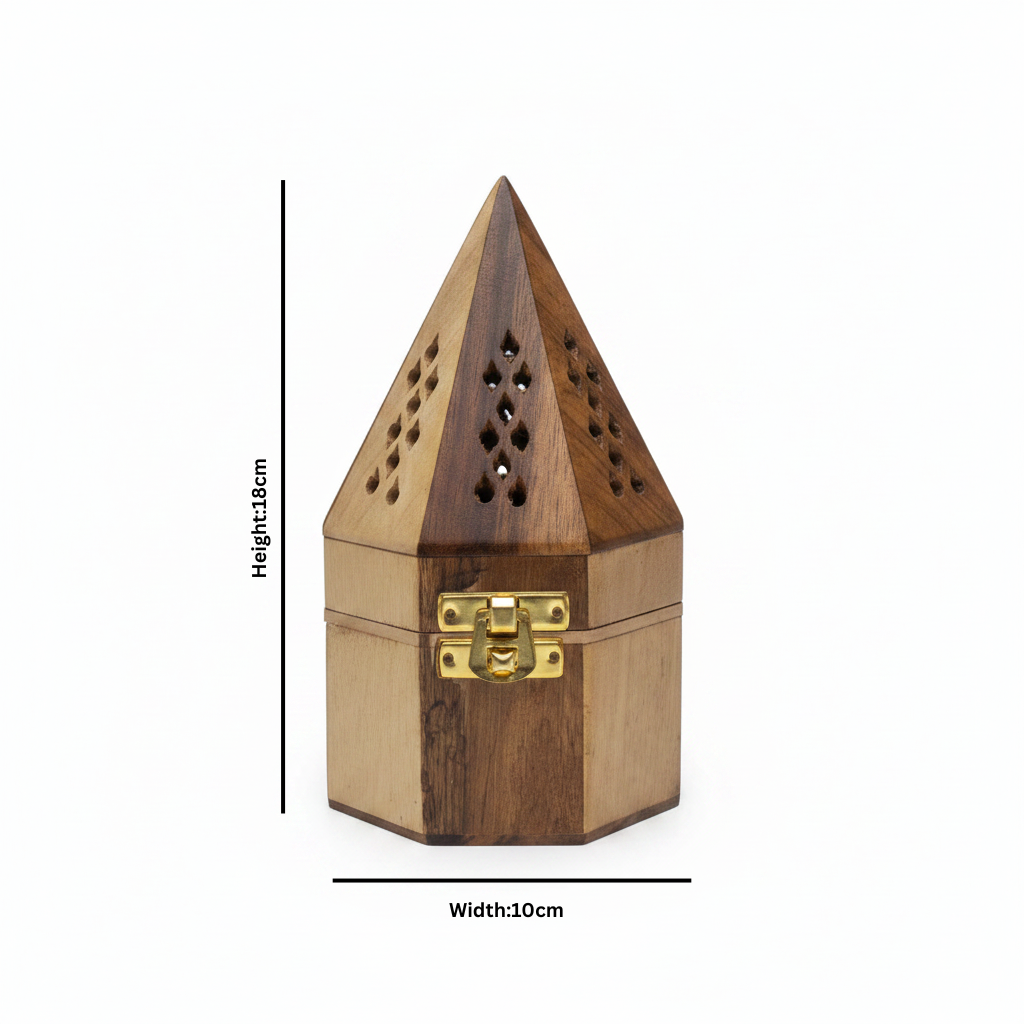 Wooden Pyramid Incense Burner Box - 18×10 cm