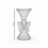 Clear Glass Incense Burner with White Butterfly Accent - 18 cm