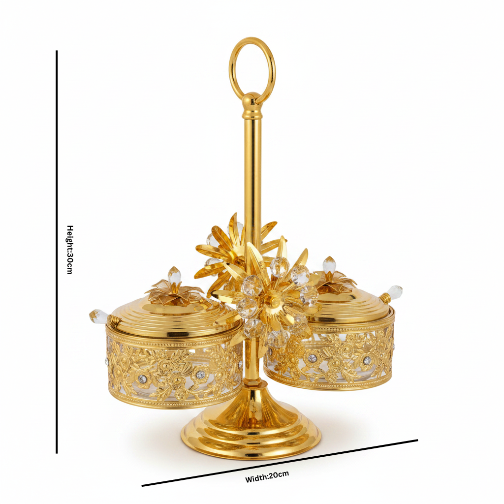 Future Star Metal & Glass Sugar Pot Set Gold - 20×30cm