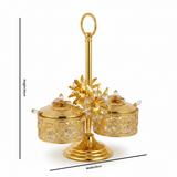 Future Star Metal & Glass Sugar Pot Set Gold - 20×30cm