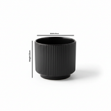 Ribbed Ceramic Vase - 15×20cm - Black / Green